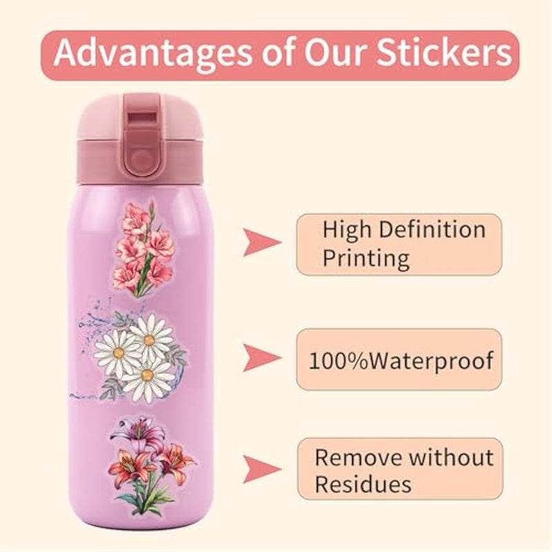 Mixed Flowers Stickers 60PCS Realistic Transparent Stickers for Various Flowers,Colorful Waterproof Sticker for Laptop,Stationery,Luggage,Scrapbooking,Water Bottles,Gifts,Journaling,Planner - Image 4